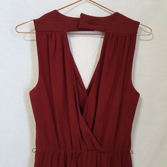 GIANNI BINI | Maroon Wide Leg Open Back Romper Med - Picture 2 of 8